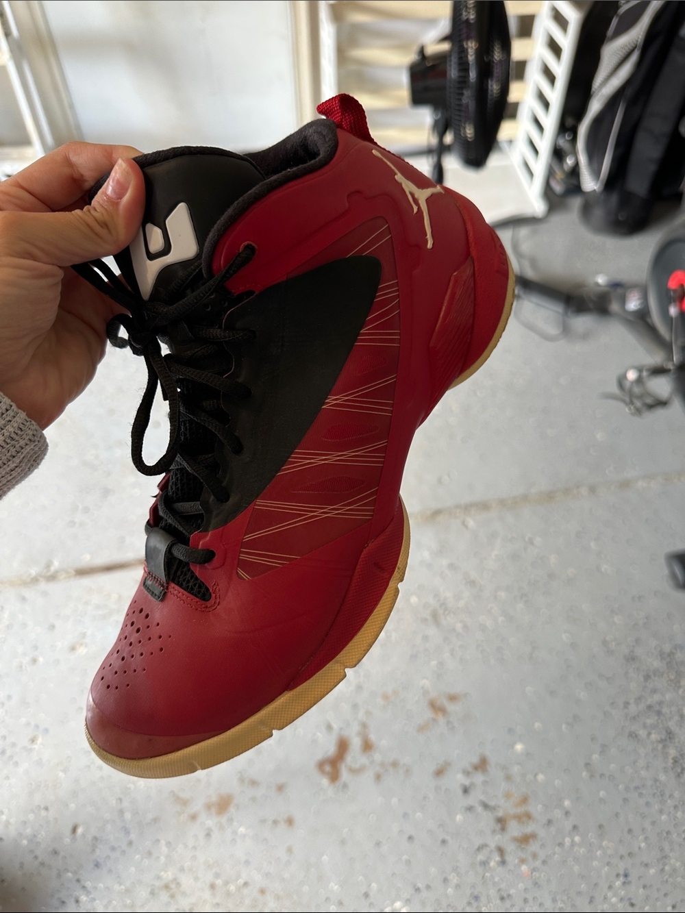 Nike Men's Red and Black High-Top Basketball Wade Shoes